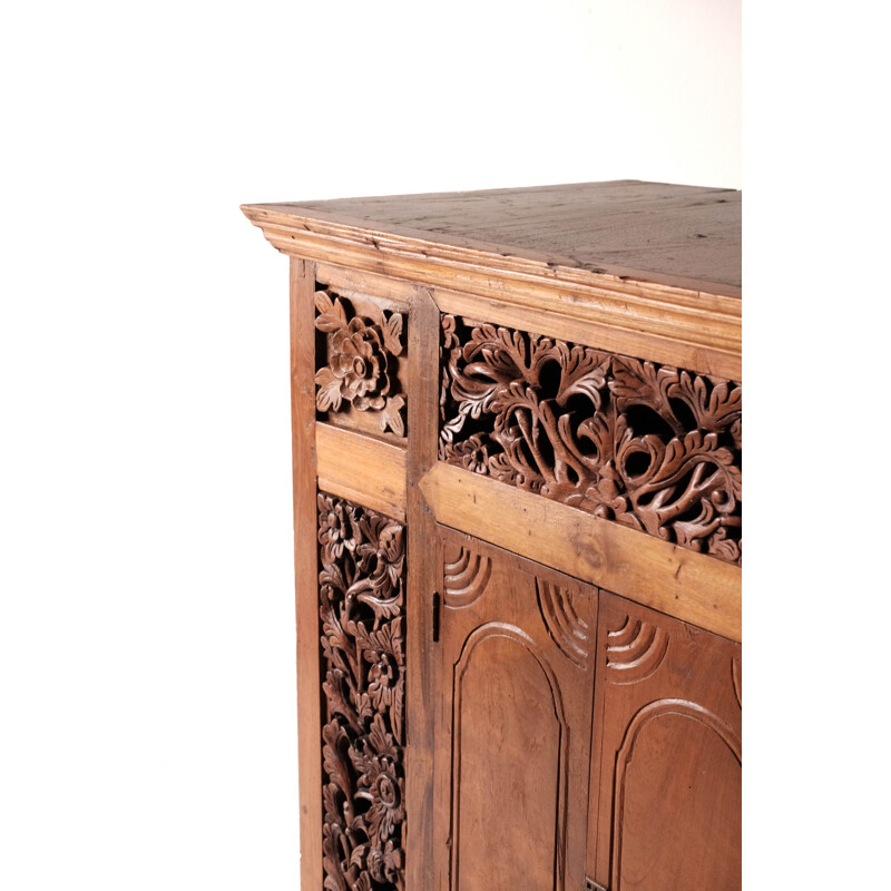 Vintage solid teak Asian sideboard