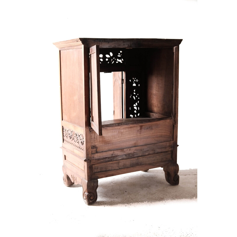 Vintage solid teak Asian sideboard