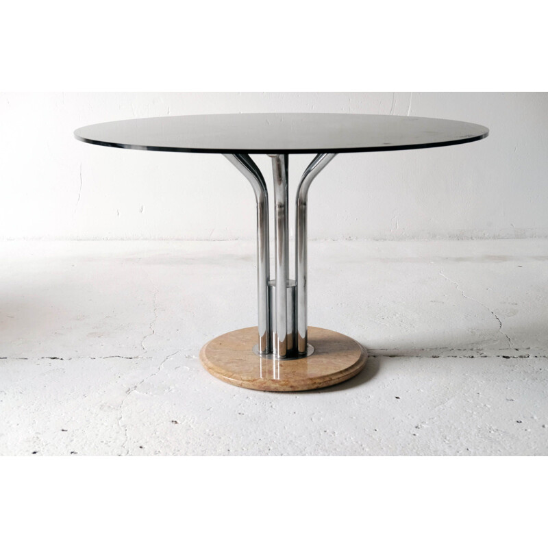 Vintage glass table with marble base, Italy 1960s