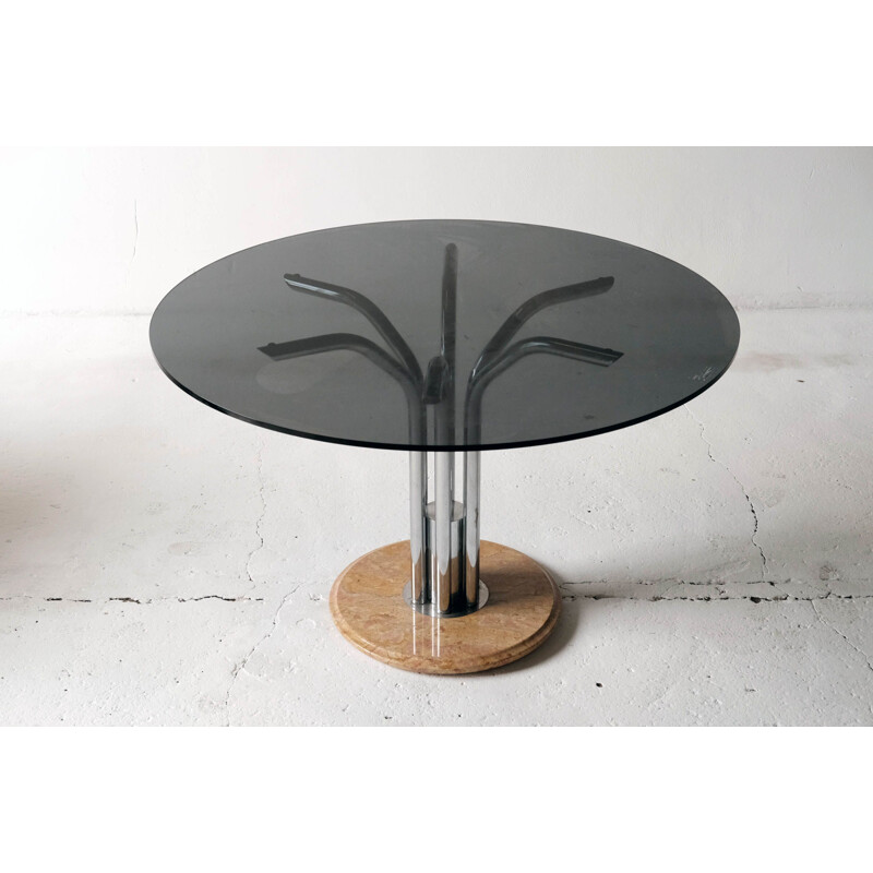 Vintage glass table with marble base, Italy 1960s