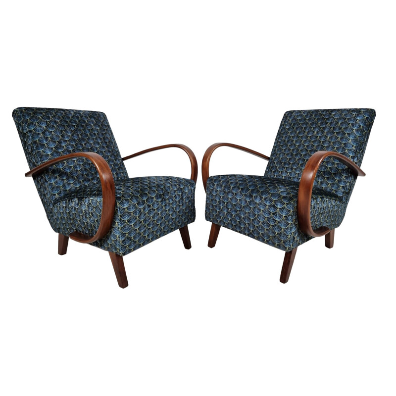 Pair of vintage armchairs by Jindrich Halabala for Up Závody, 1950s