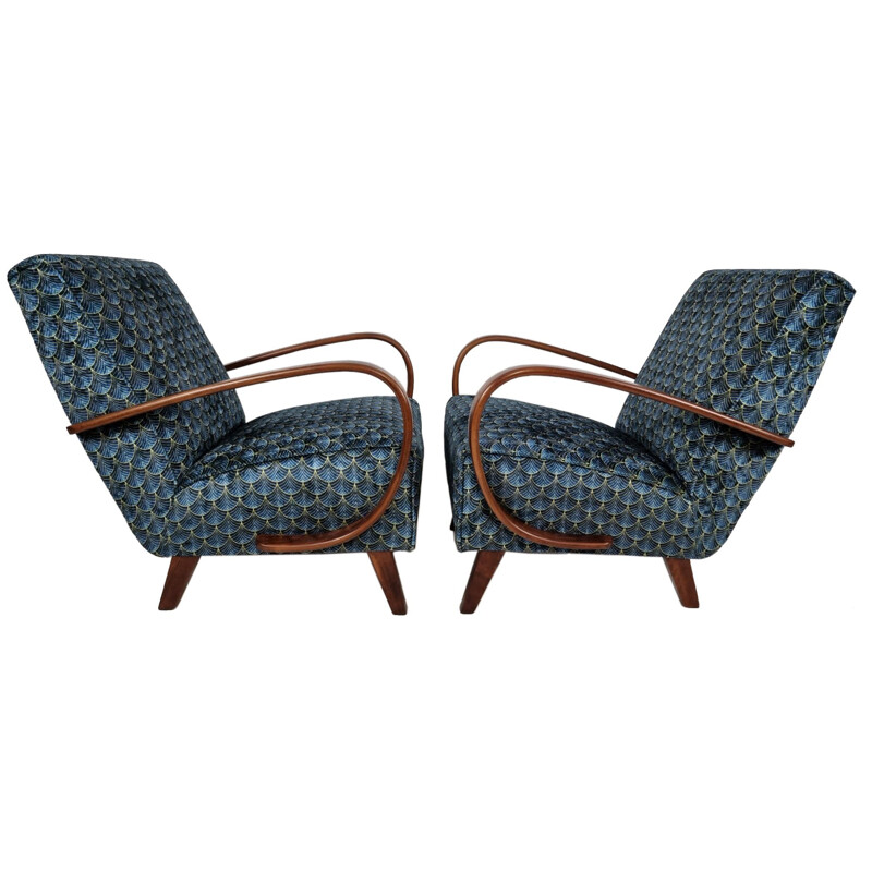 Pair of vintage armchairs by Jindrich Halabala for Up Závody, 1950s