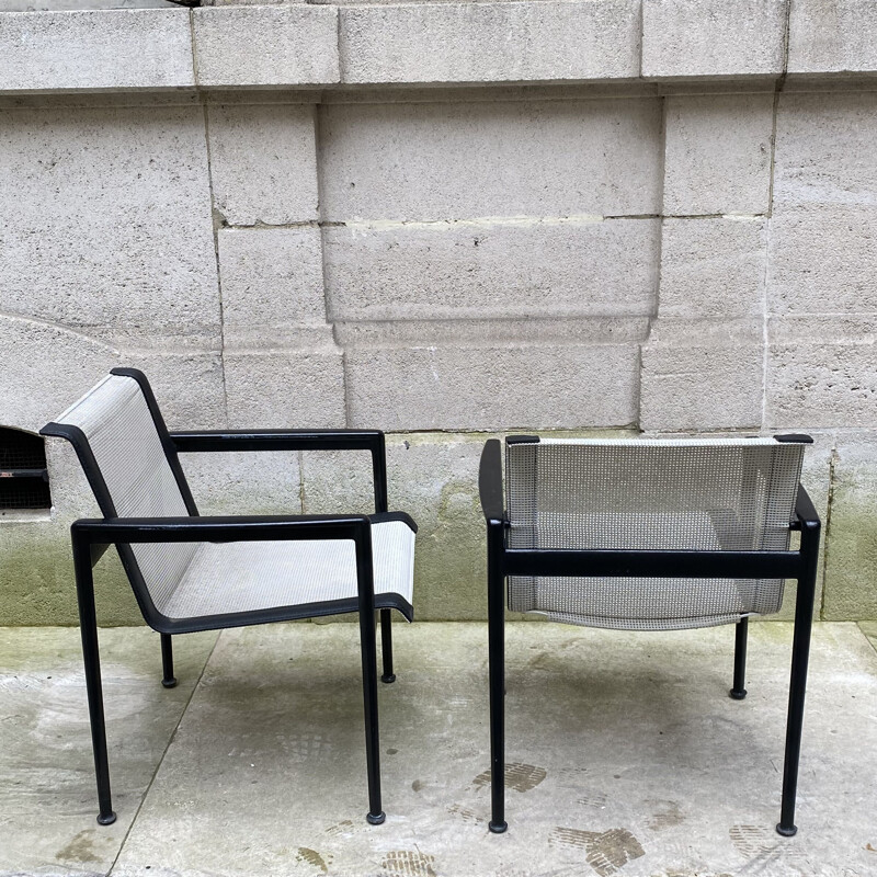 Paar vintage aluminium fauteuils van Richard Schultz, Italië 1966