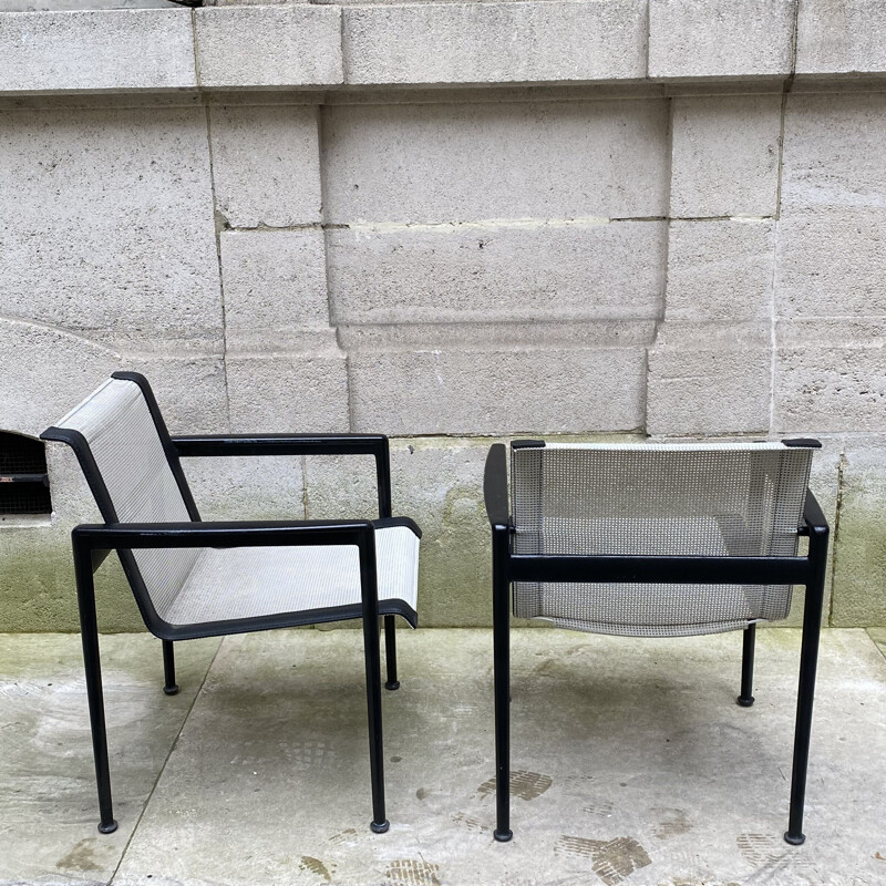 Pair of vintage aluminum armchairs by Richard Schultz, Italy 1966