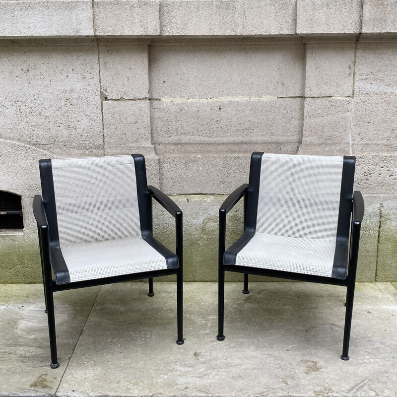 Paar vintage aluminium fauteuils van Richard Schultz, Italië 1966