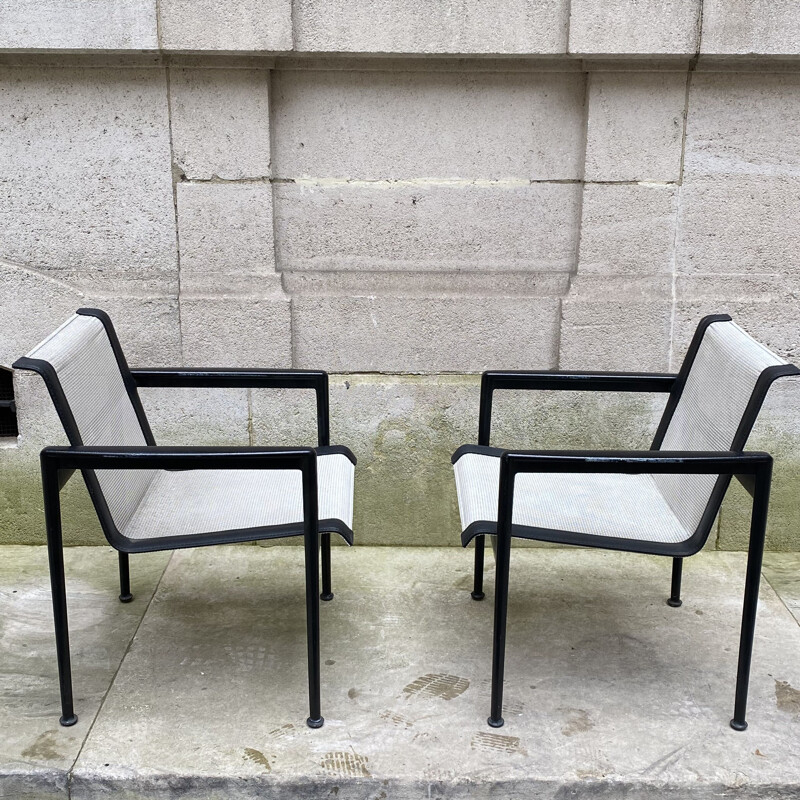 Pair of vintage aluminum armchairs by Richard Schultz, Italy 1966