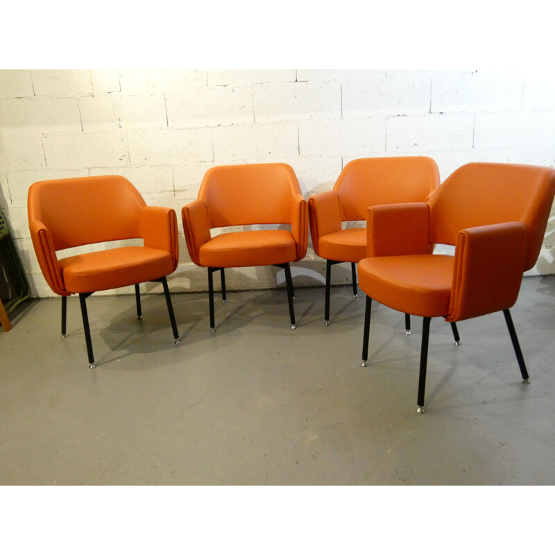 Set of 4 vintage Deauville armchairs by Pierre Gauthier for Airborne, 1960