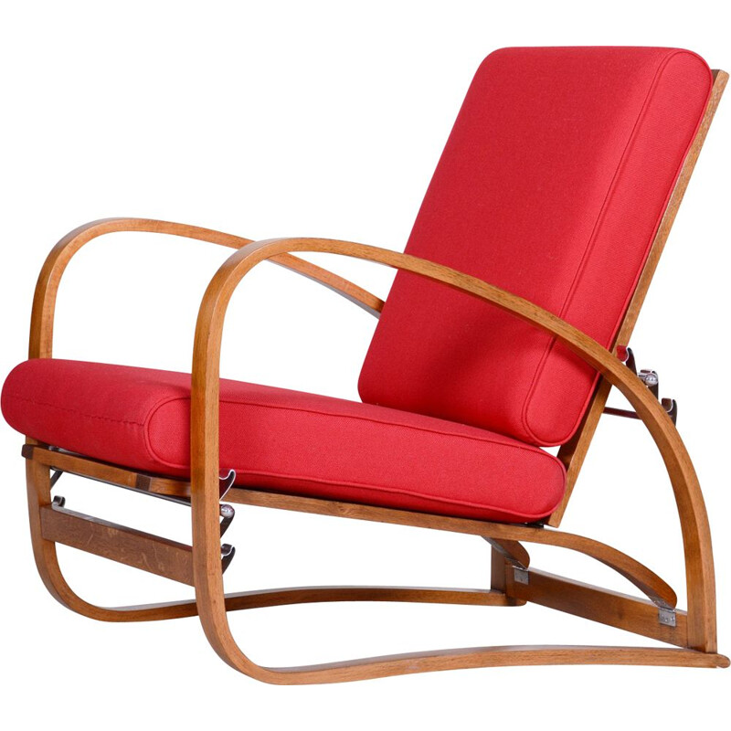 Fauteuil rouge vintage de Jindrich Halabala pour Up Zavody, Tchécoslovaquie 1930