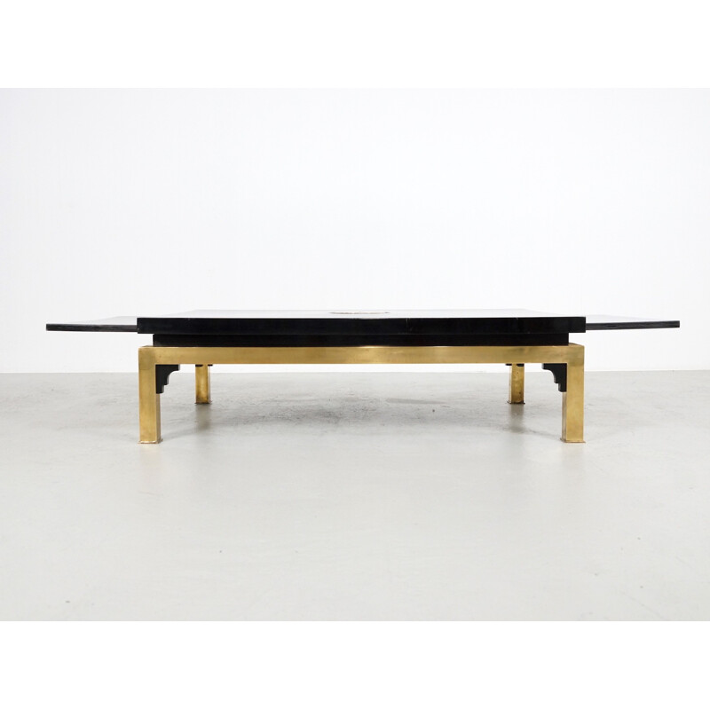 Black Italian extendable coffee table, Tomaso BARBI - 1970s