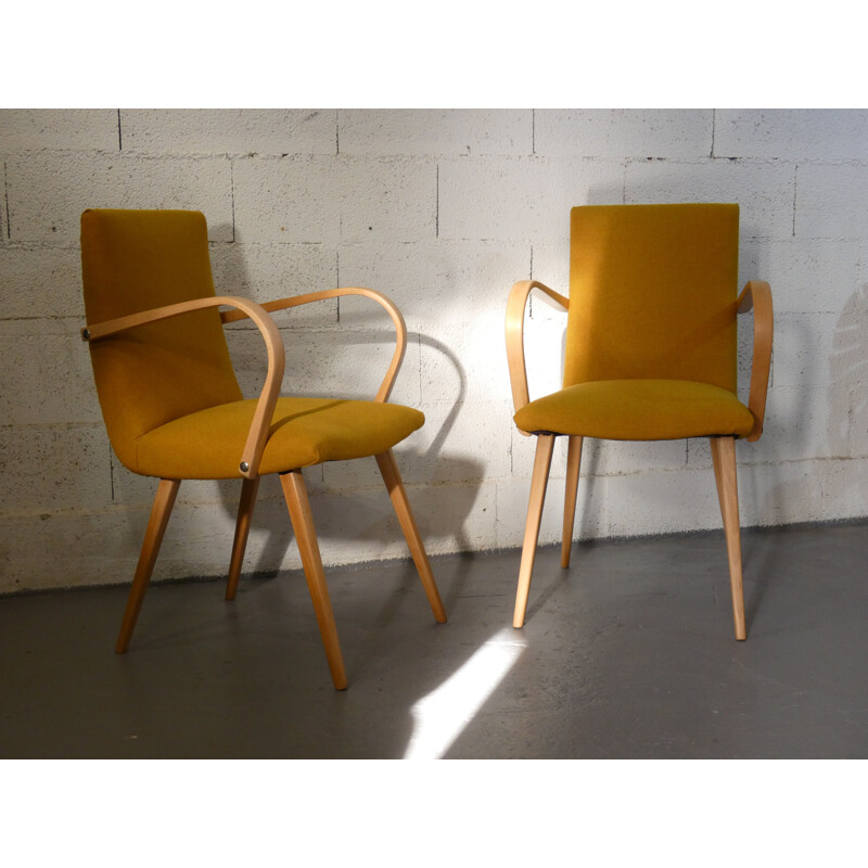 Pair of vintage chairs by Jindrich Halabala 1950