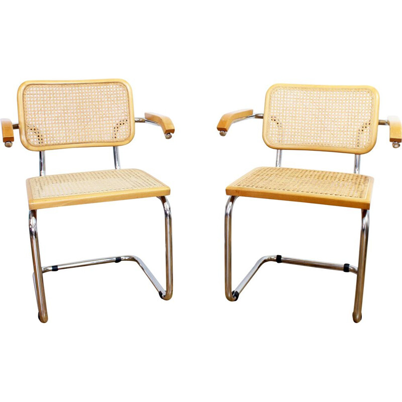 Paire de chaises vintage B64 par Marcel Breuer, Italie 1970