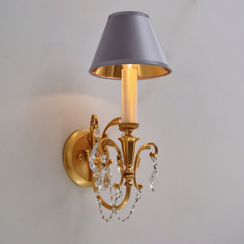 Set of 5 vintage brass wall lamps, Italy 1960s