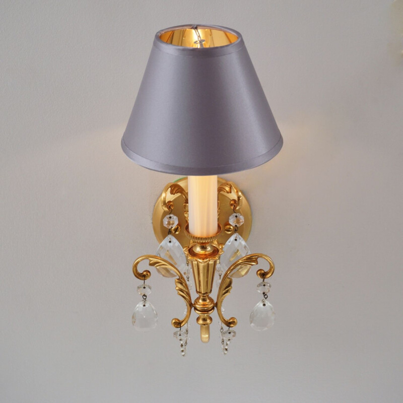 Set of 5 vintage brass wall lamps, Italy 1960s