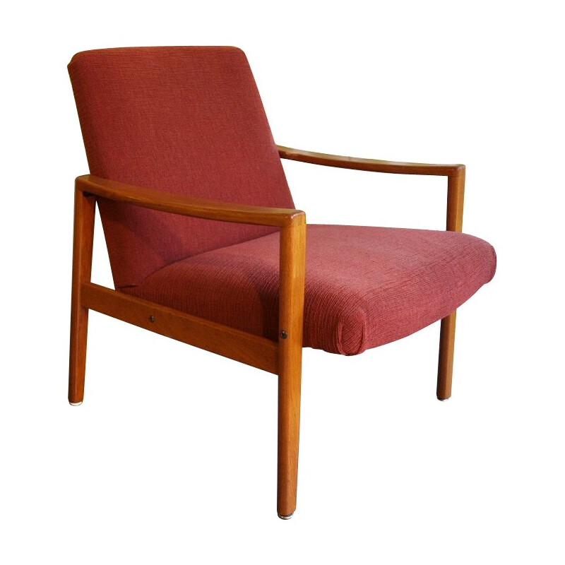 Red fabric armchair - 1960s