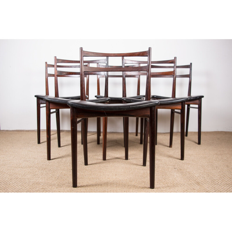 Set of 6 vintage rosewood chairs by Henry Rosengren-Hansen for Brande Mobelindustri, Denmark 1960