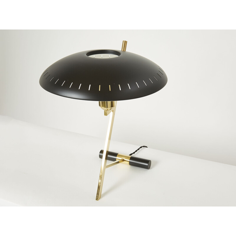 Vintage brass and black metal desk lamp by Louis Kalff for Philips, 1950