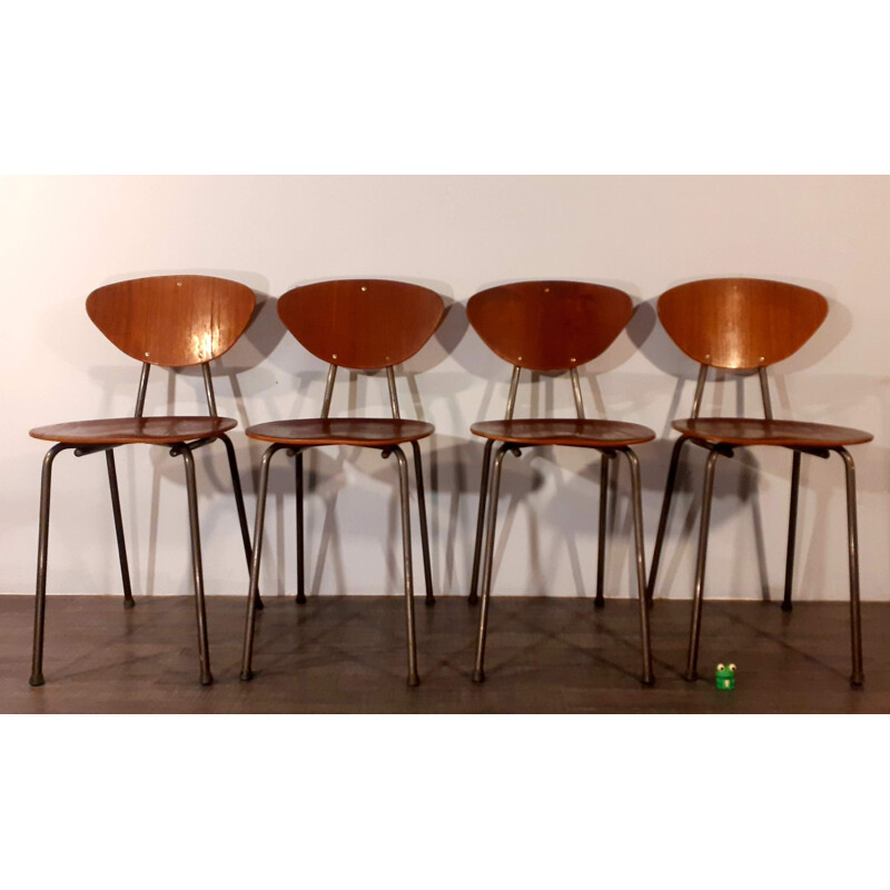 Set of 4 vintage teak danish chairs, 1960