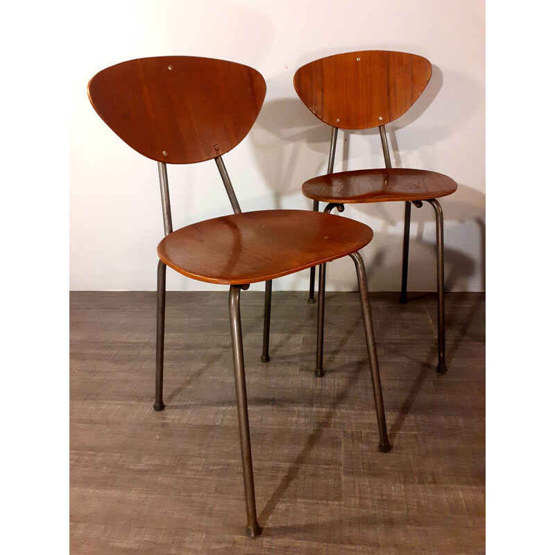Set van 4 vintage teakhouten Deense stoelen, 1960