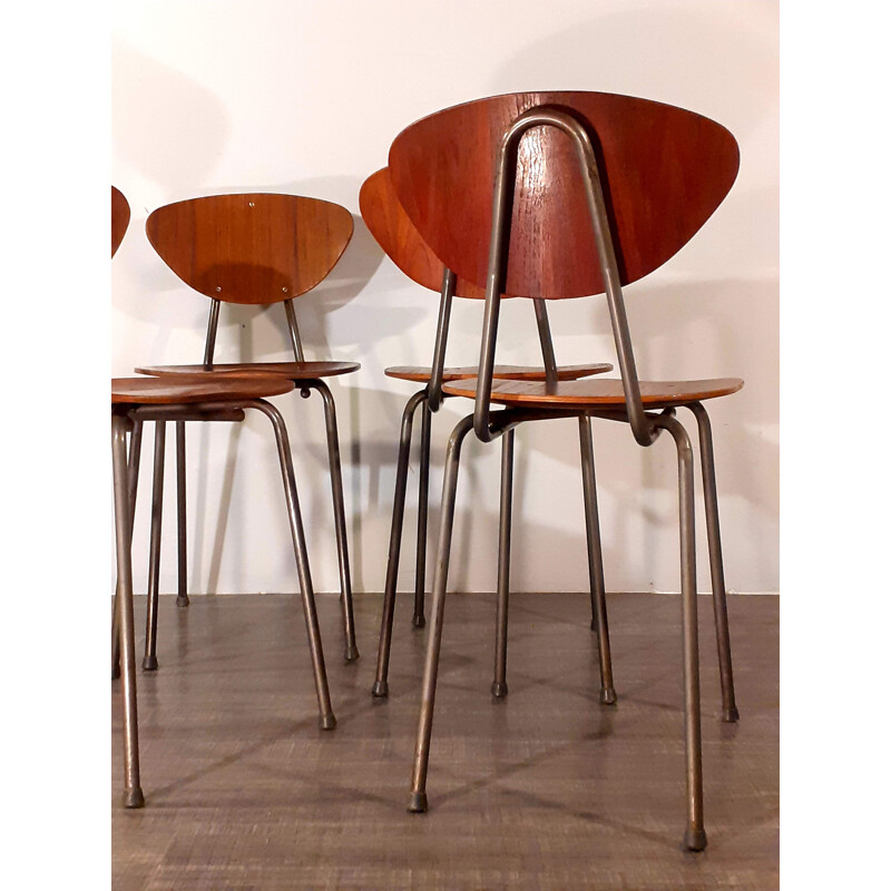 Set di 4 sedie danese vintage in teak, 1960