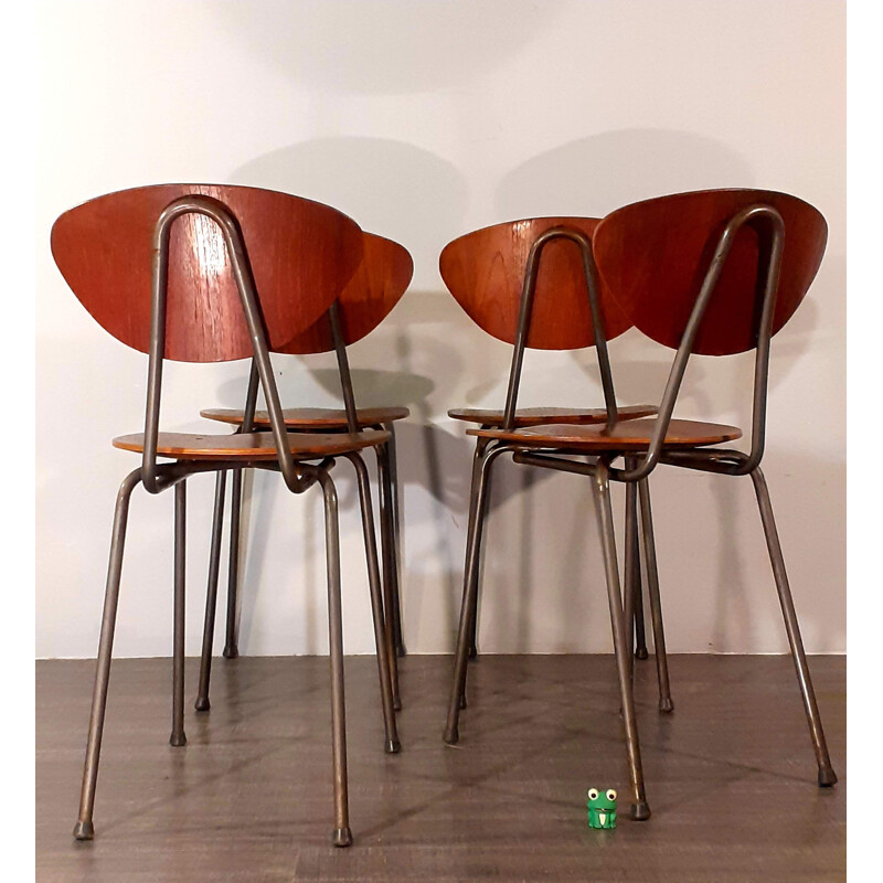 Set van 4 vintage teakhouten Deense stoelen, 1960