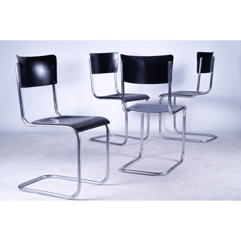 Set of 4 vintage Thonet S43 chairs by Mart Stam