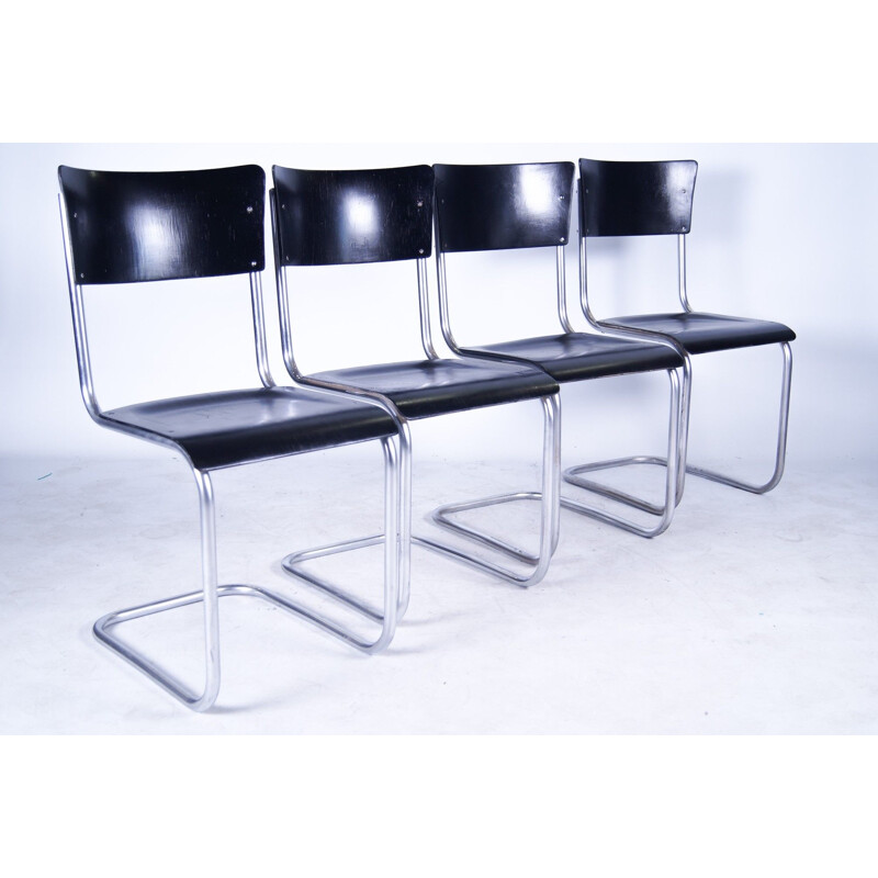 Set of 4 vintage Thonet S43 chairs by Mart Stam