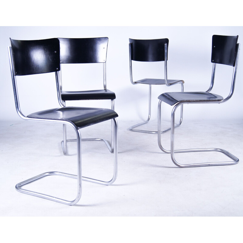 Set of 4 vintage Thonet S43 chairs by Mart Stam