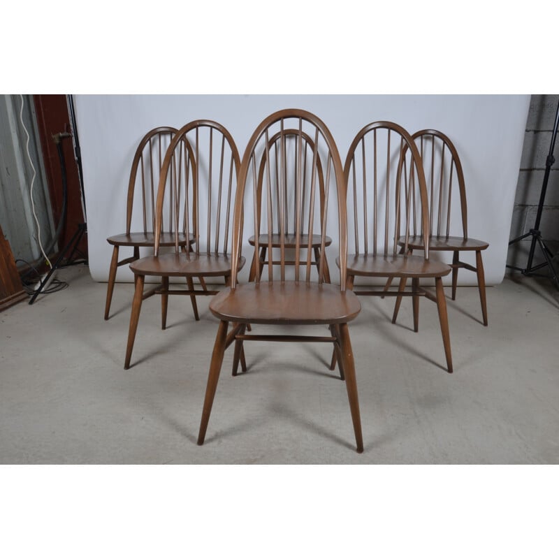 Set of 6 vintage Quaker chairs by Lucian Ercolani for Ercol, UK 1960