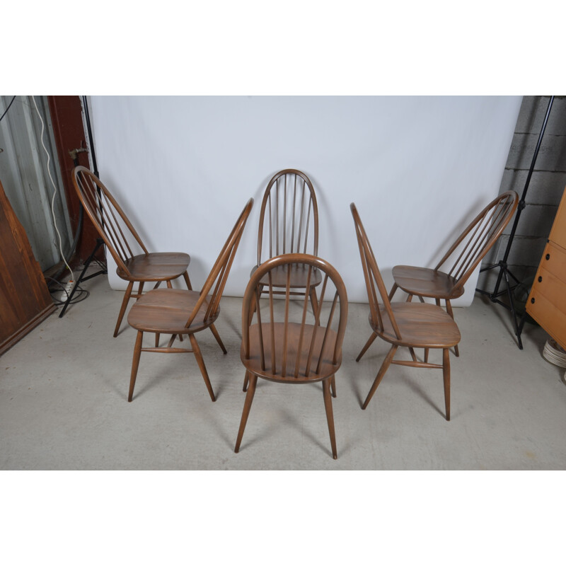Set of 6 vintage Quaker chairs by Lucian Ercolani for Ercol, UK 1960