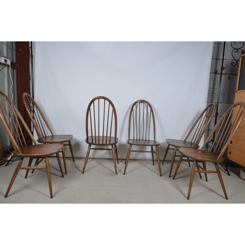 Conjunto de 6 cadeiras Quaker vintage de Lucian Ercolani para Ercol, Reino Unido 1960
