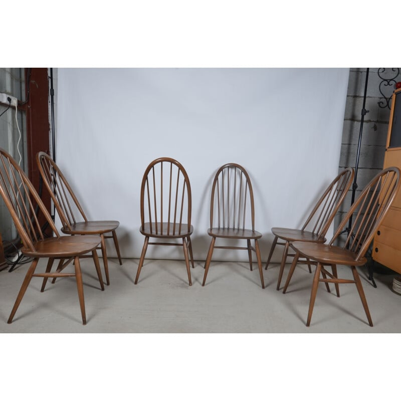 Set of 6 vintage Quaker chairs by Lucian Ercolani for Ercol, UK 1960