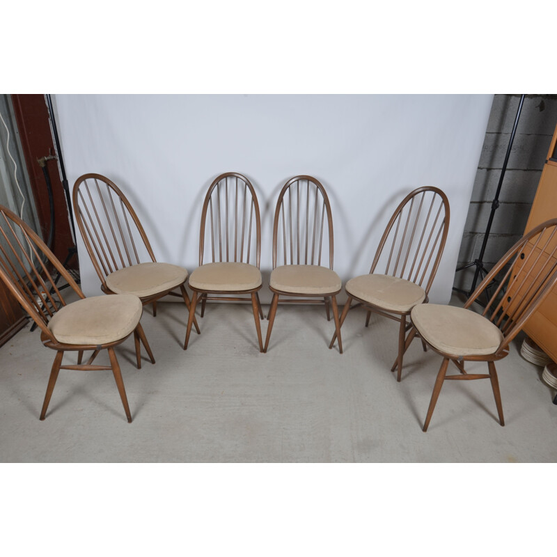Lot de 6 chaises vintage modèle Quaker par Lucian Ercolani pour Ercol, Royaume Uni 1960