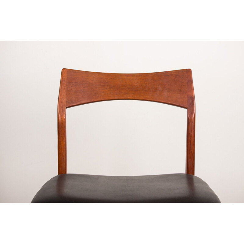 Satz von 4 dänischen Vintage-Stühlen aus Teakholz und schwarzem Skai Modell 59 von Henning Kjaernulf für Vejle Stole, 1960