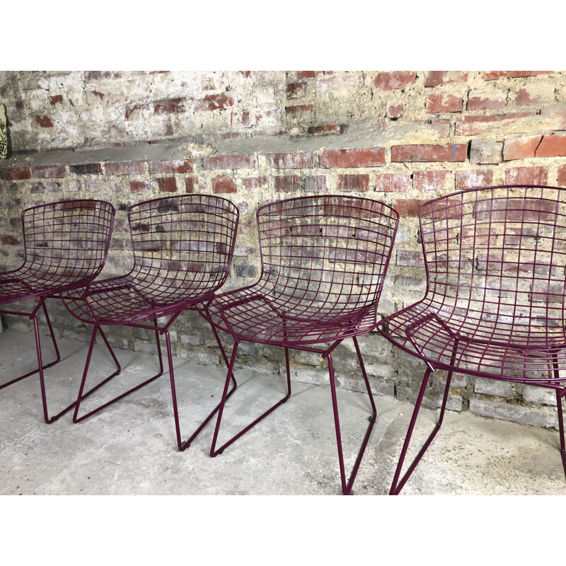 Lot de 4 chaises vintage wire par Harry Bertoia pour Knoll, 1970