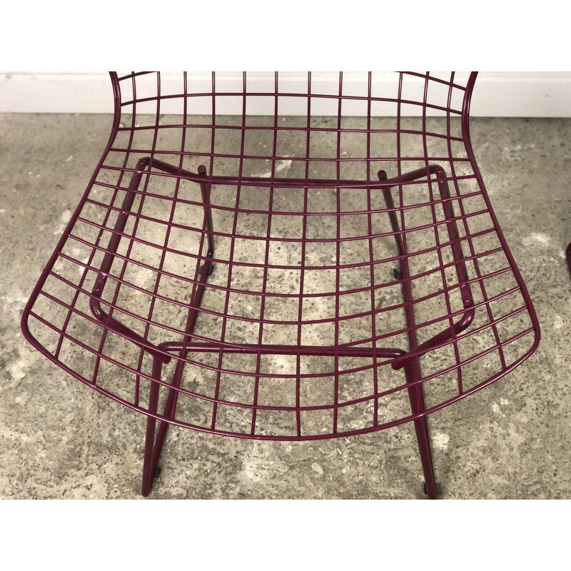 Lot de 4 chaises vintage wire par Harry Bertoia pour Knoll, 1970