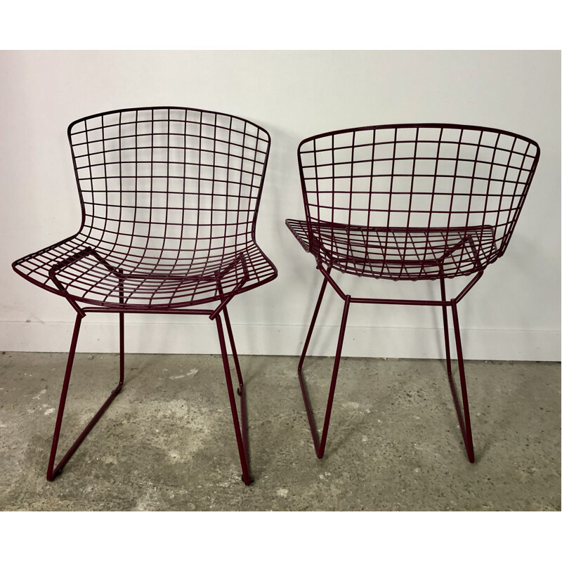 Lot de 4 chaises vintage wire par Harry Bertoia pour Knoll, 1970