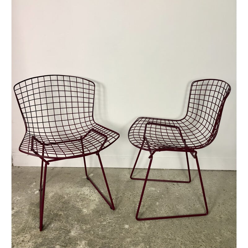 Set of 4 vintage wire chairs by Harry Bertoia for Knoll, 1970