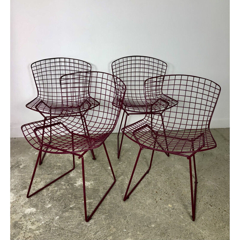 Conjunto de 4 cadeiras de arame vintage de Harry Bertoia para Knoll, 1970