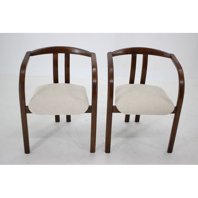 Vintage stoelen in witte bouclé stof van Ton, Tsjechoslowakije 1980