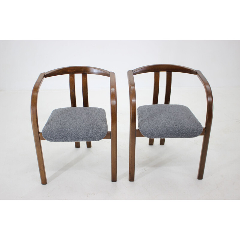 Cadeiras de tecido cinzento Vintage por Ton, Checoslováquia 1980