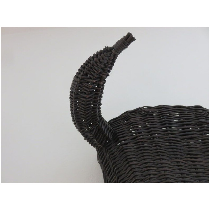 Vintage minotaur bull head in rattan, France 1960-1970