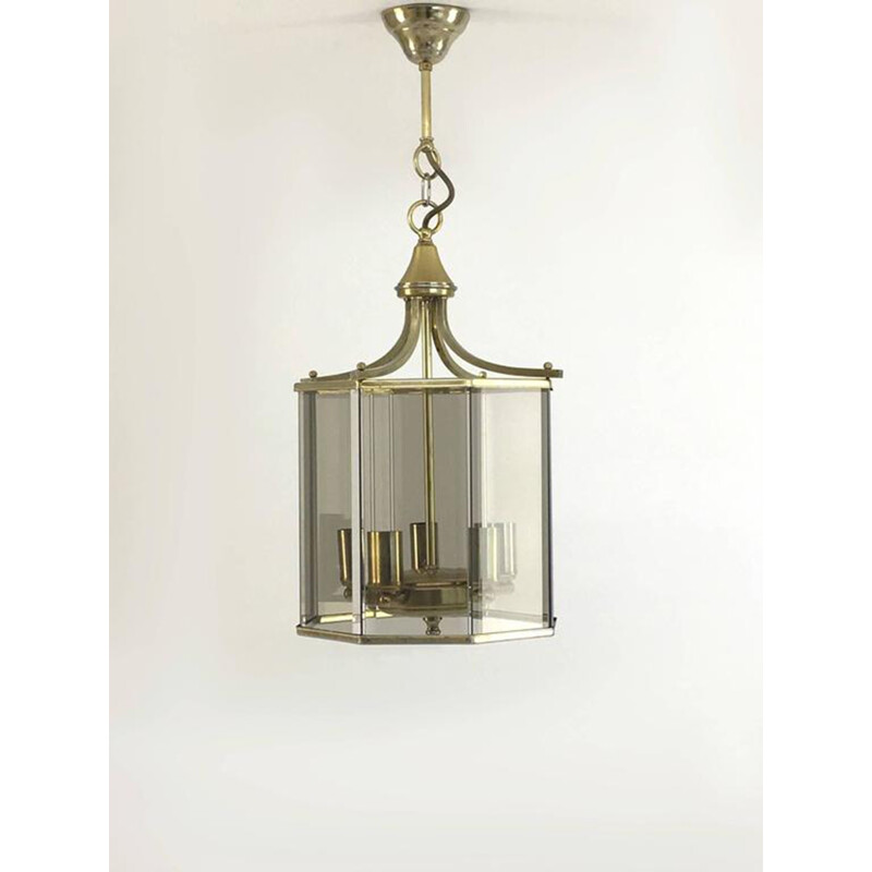 Vintage neoclassical smoked glass lantern, 1960