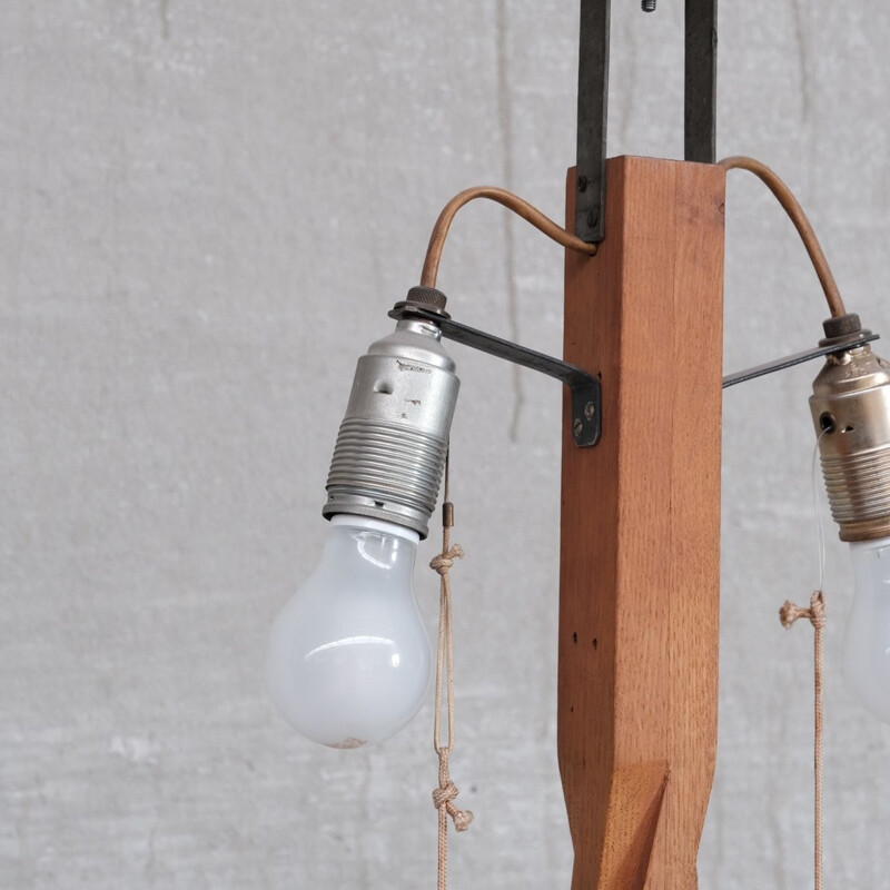 Wooden mid-century French floor lamp, 1950s