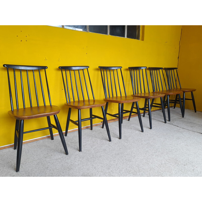 Set of 6 Scandinavian vintage chairs by Ilmari Tapiovaara, 1960