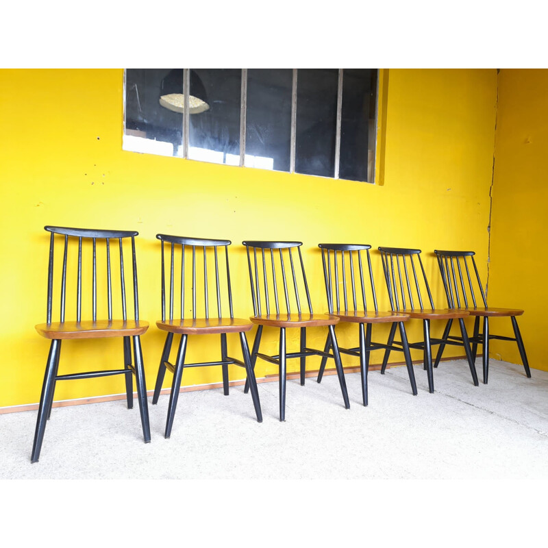 Set of 6 Scandinavian vintage chairs by Ilmari Tapiovaara, 1960