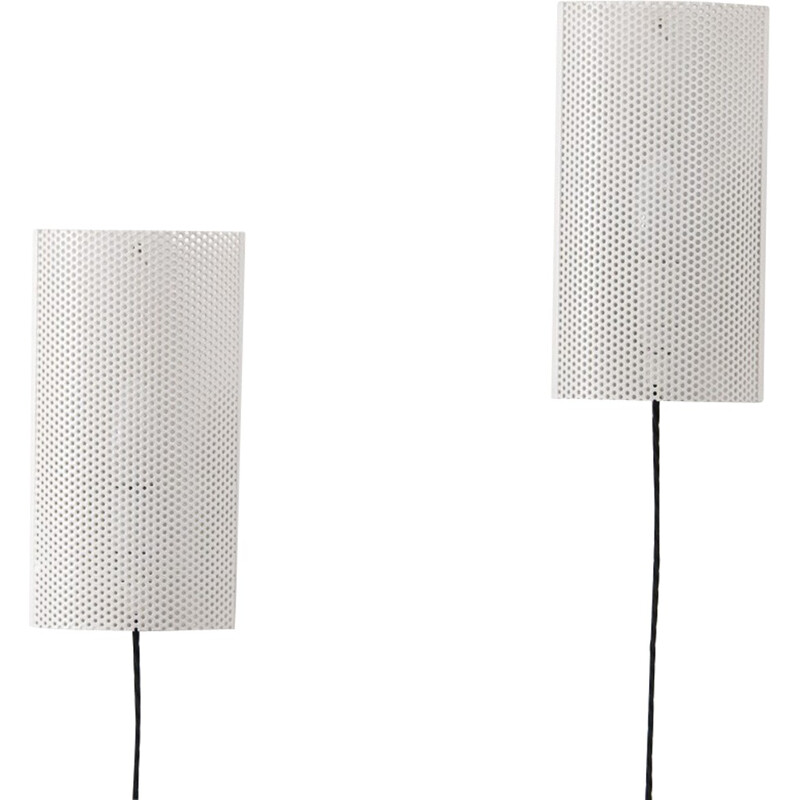 Pair of Dutch perforated wall lamps - 1950s