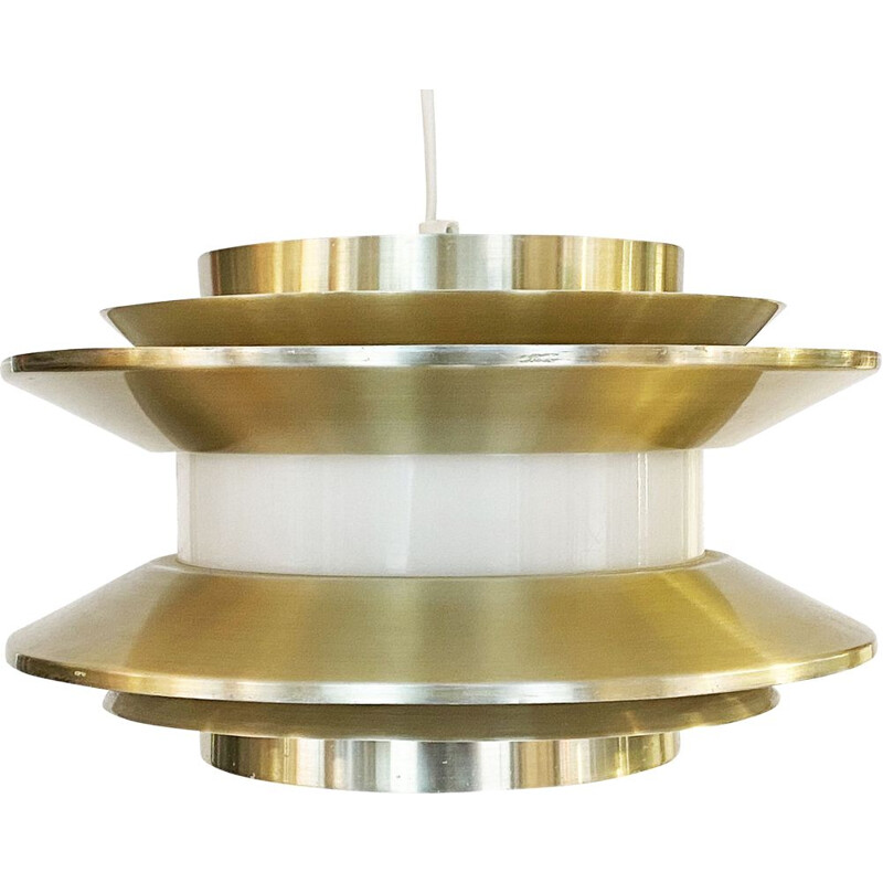 Vintage pendant lamp "Trava" in golden aluminium by Carl Thore for Granhaga Metallindustri, Sweden 1970s