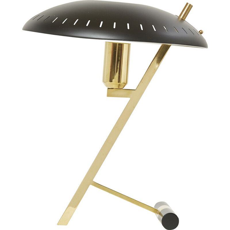 Vintage brass and black metal desk lamp by Louis Kalff for Philips, 1950