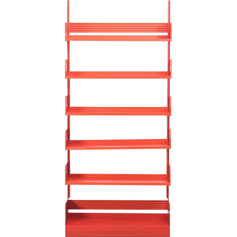 Italian Lips Vago "Congresso" shelving system in red metal - 1960s