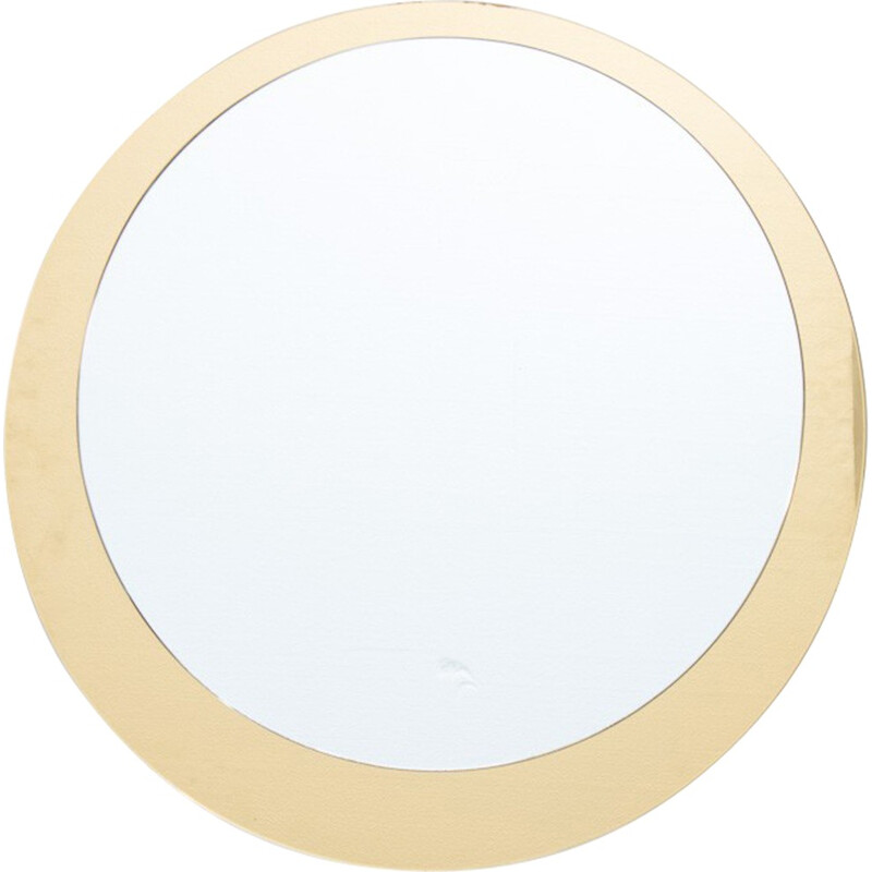 Round Italian mirror in golden glass - 1960s